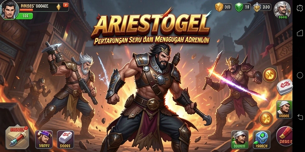 Screenshot ARIESTOGEL menampilkan pertarungan intens antar karakter.