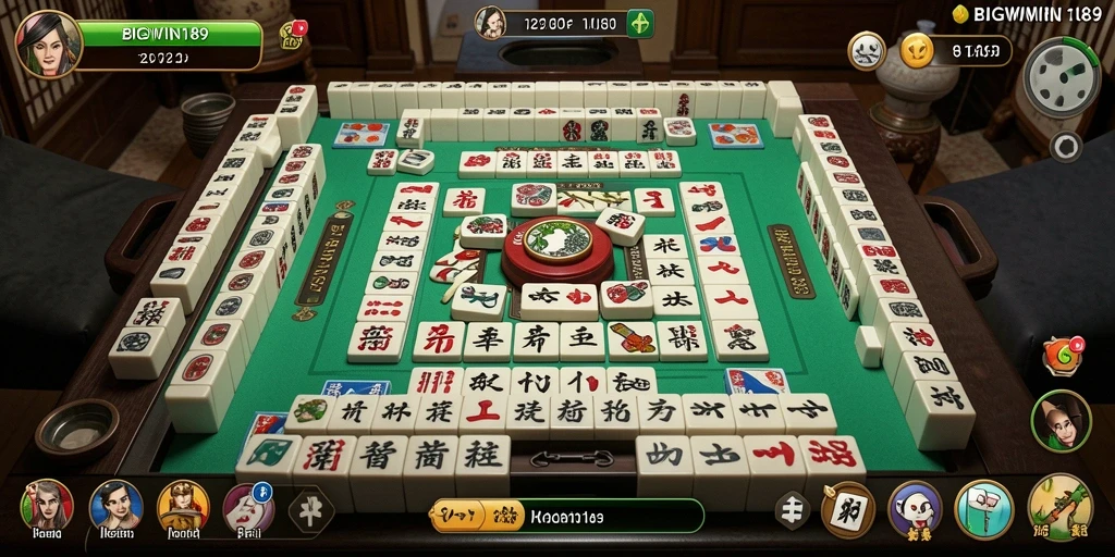 Tampilan gameplay menarik dari BIGWIN189 yang menampilkan ubin Mahjong.
