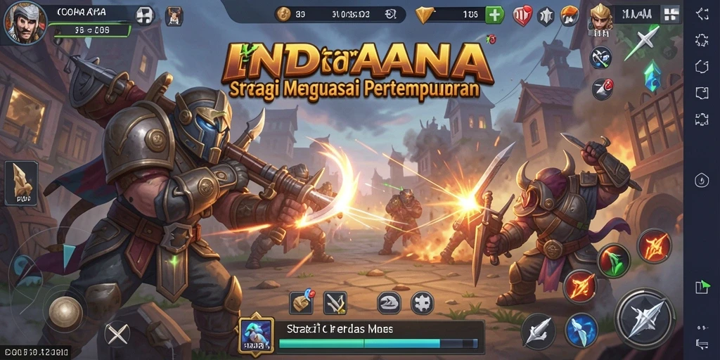 Tampilan gameplay INDAAA yang menampilkan strategi pertempuran yang intens.