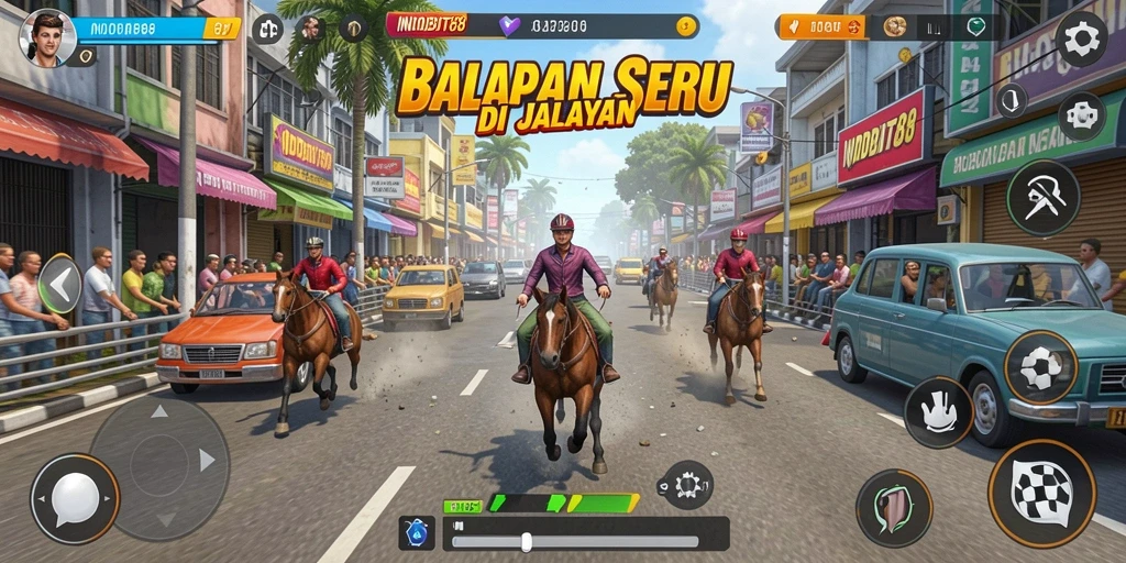 Tampilan gameplay balapan yang mendebarkan di INDOBIT88.