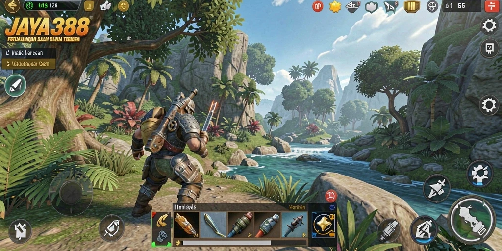 Tampilan gameplay JAYA388 dalam dunia terbuka yang luas.