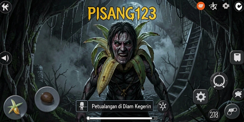 Screenshot PISANG123 menampilkan suasana menakutkan dalam gameplay.
