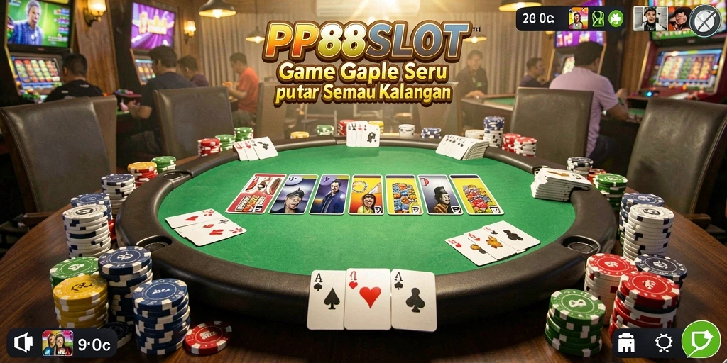 Tampilan gameplay seru di PP88SLOT dengan suasana Gaple.