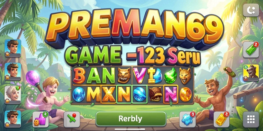 Gameplay seru dari PREMAN69 dengan objek yang berwarna-warni.