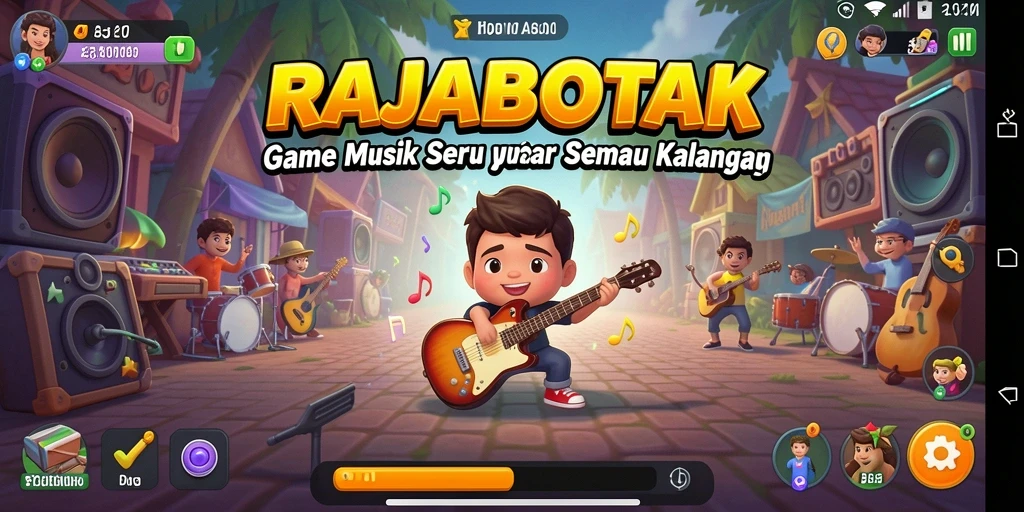 Screenshot gameplay RAJABOTAK menampilkan momen seru bermain musik.