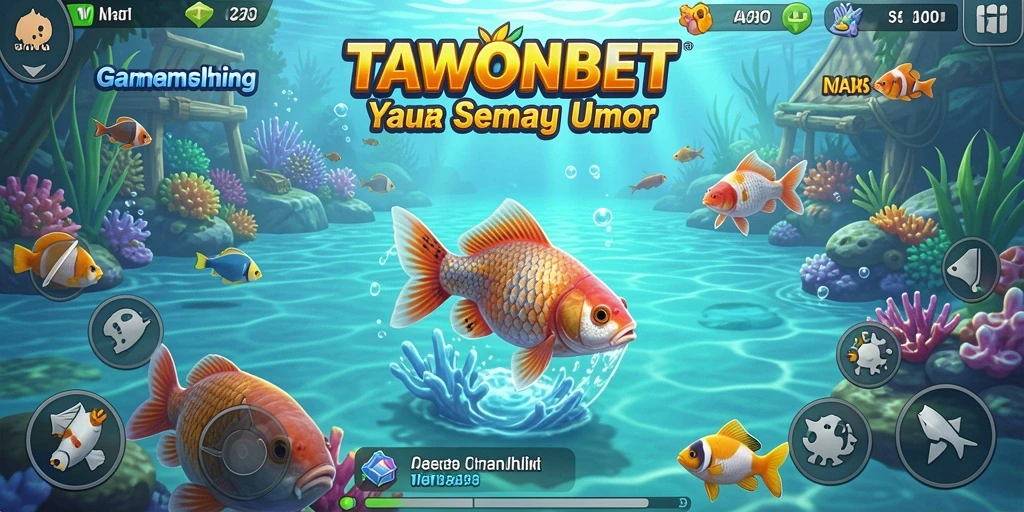 Screenshot menunjukkan gameplay seru saat menangkap ikan di TAWONBET.