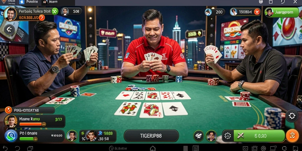 Tampilan gameplay seru dalam TIGERJP88 dengan fitur Poker menarik.