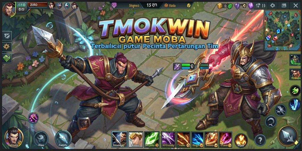 Screenshot gameplay TMOKWIN menampilkan pertarungan tim yang intens dan strategi.