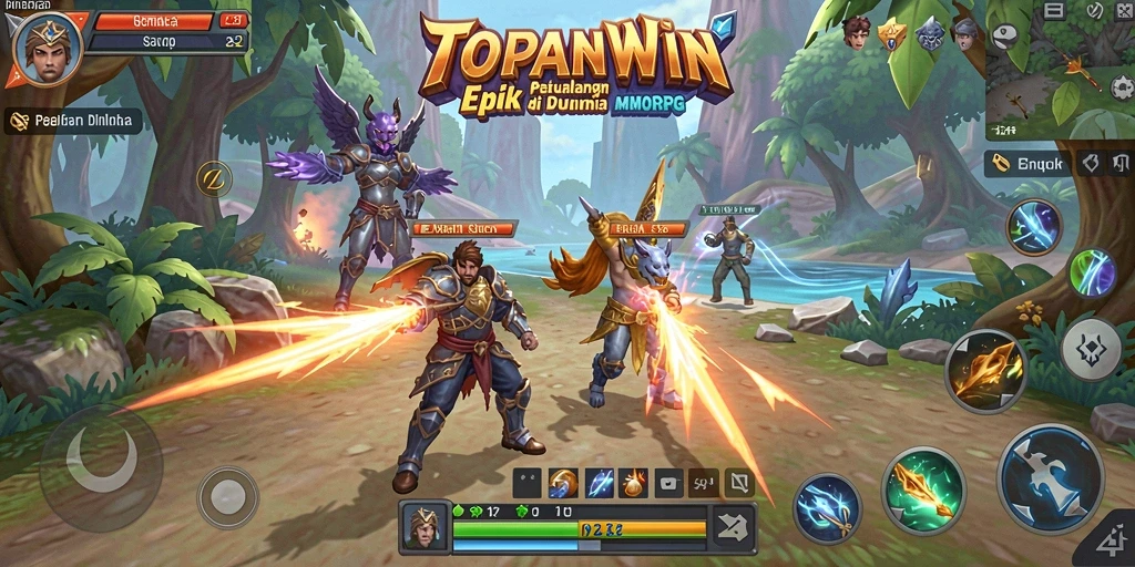 Tampilan gameplay epik dari TOPANWIN dalam dunia MMORPG yang imersif.